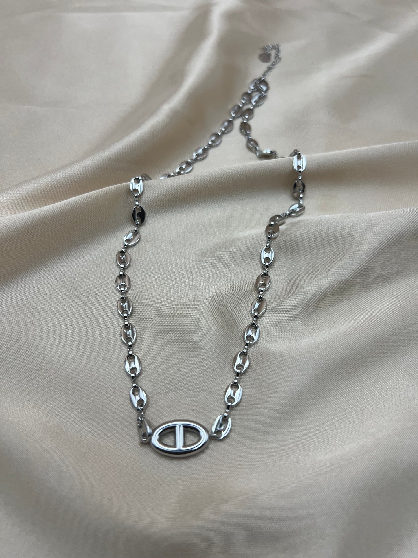 Chaîne Jade couleur argent moyen