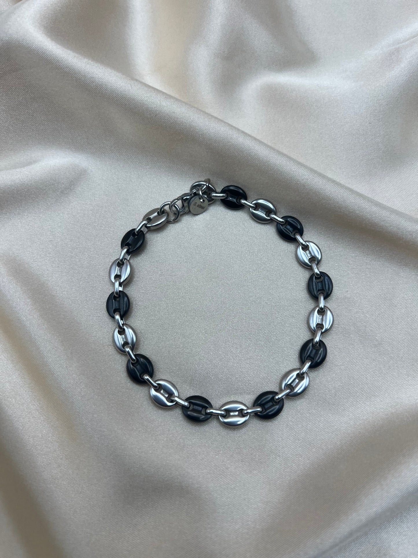 Gourmette Romy pour homme couleur noir + argent