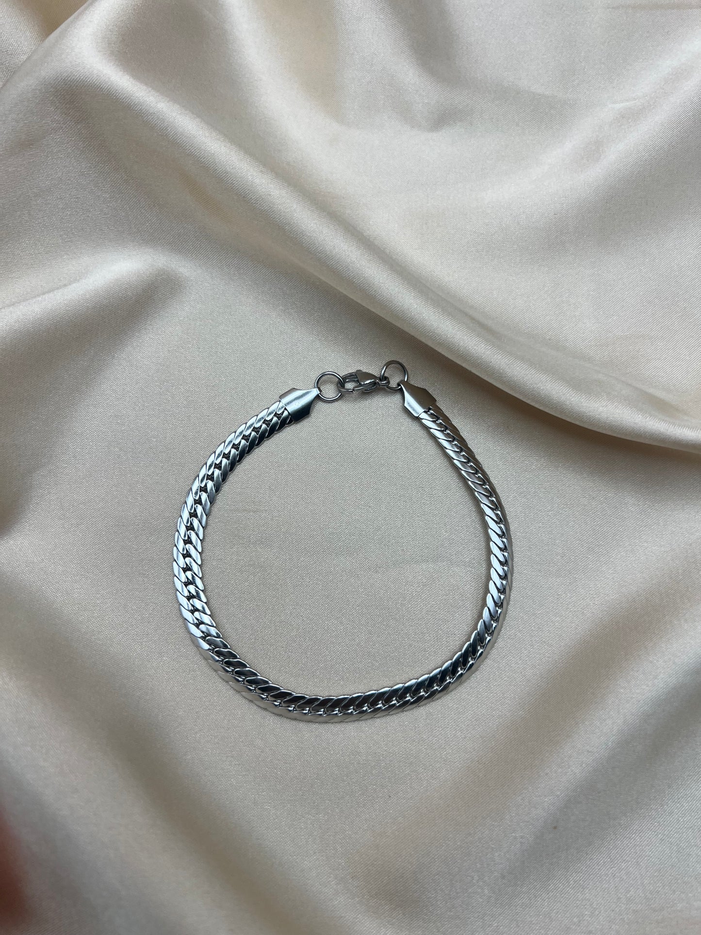 Gourmette Saphine pour homme couleur argent