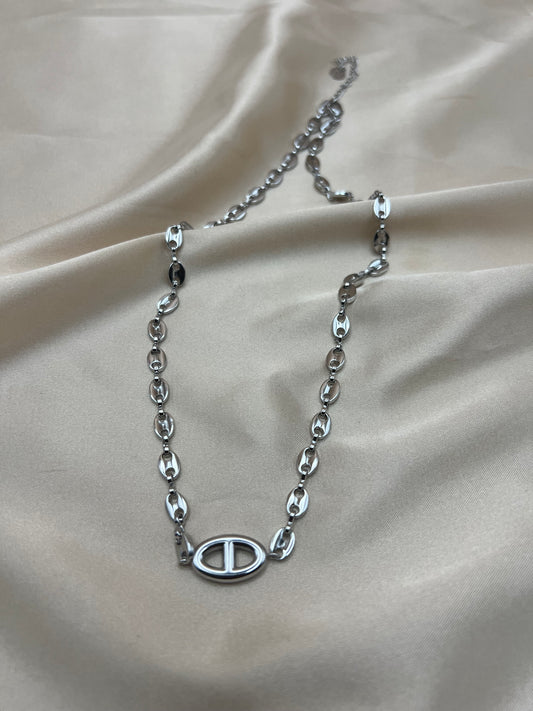Chaîne Jade couleur argent moyen