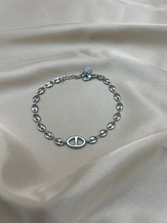 Gourmette Jade couleur argent