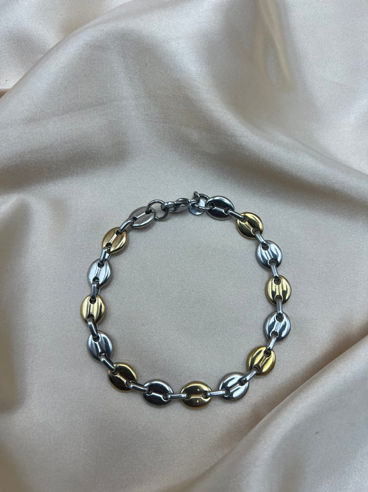 Gourmette Romy pour homme couleur or + argent  moyen