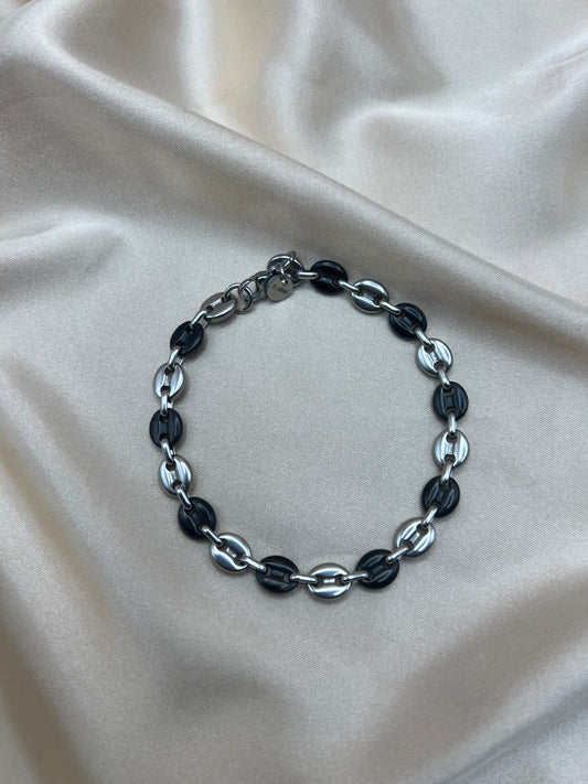 Gourmette Romy pour homme couleur noir + argent